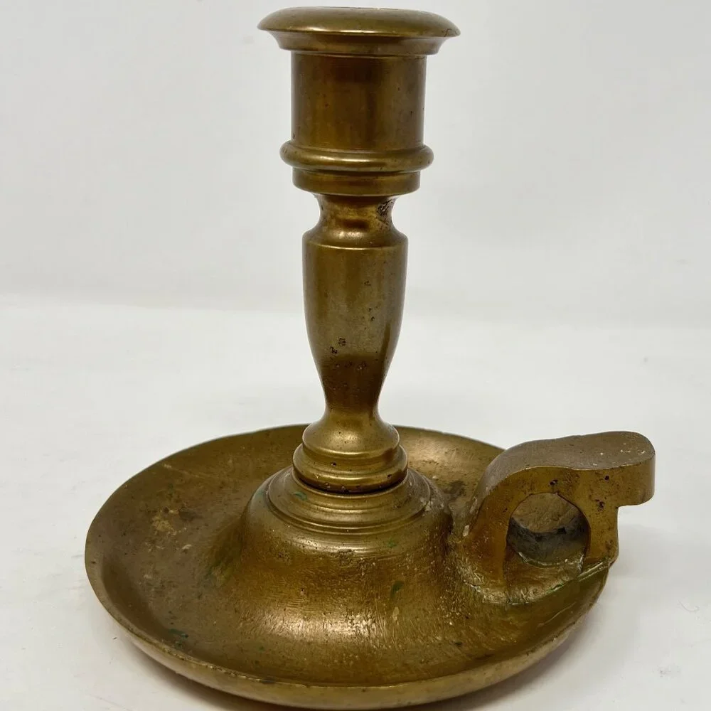 Vintage Brass Chamber Candlesticks Candle Holder Pair 6.5” Rustic Heavy Handmade
